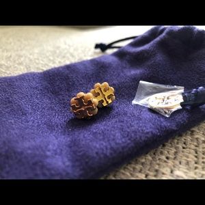 Tory Burch Gold and Tan earrings